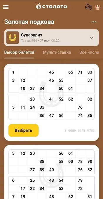 Золотая подкова - где найти номер билета и тиража